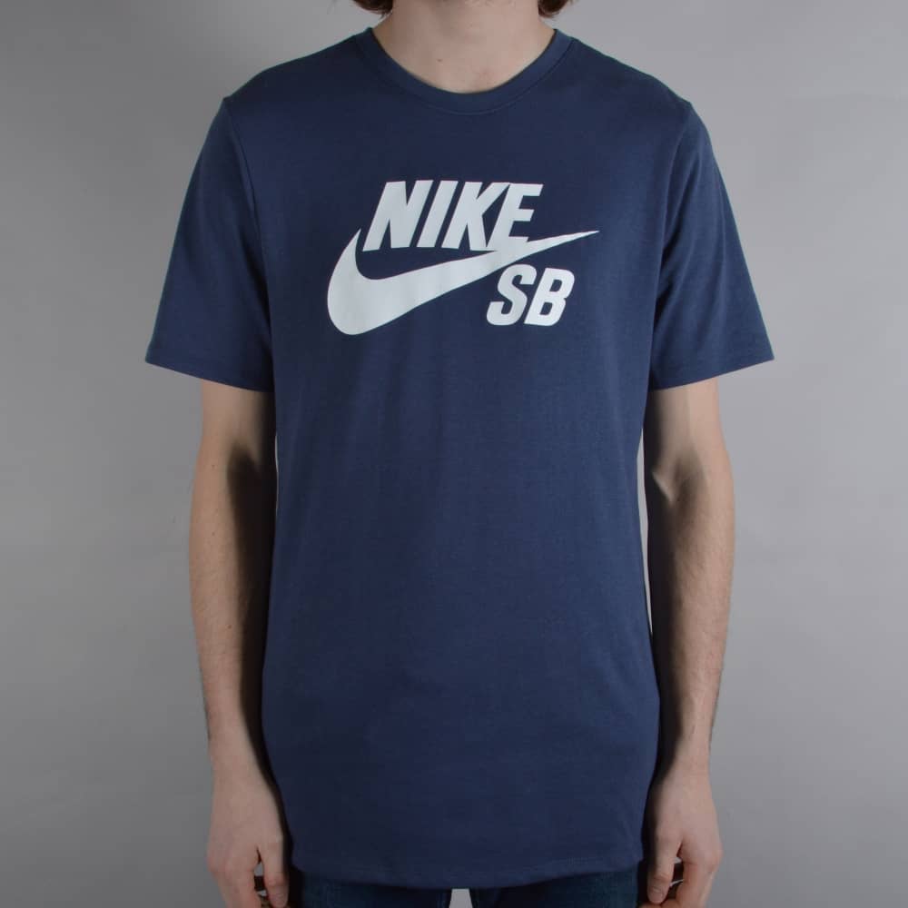 White and Blue T Logo - Nike SB Icon Logo T-Shirt - Thunder Blue/White - SKATE CLOTHING from ...
