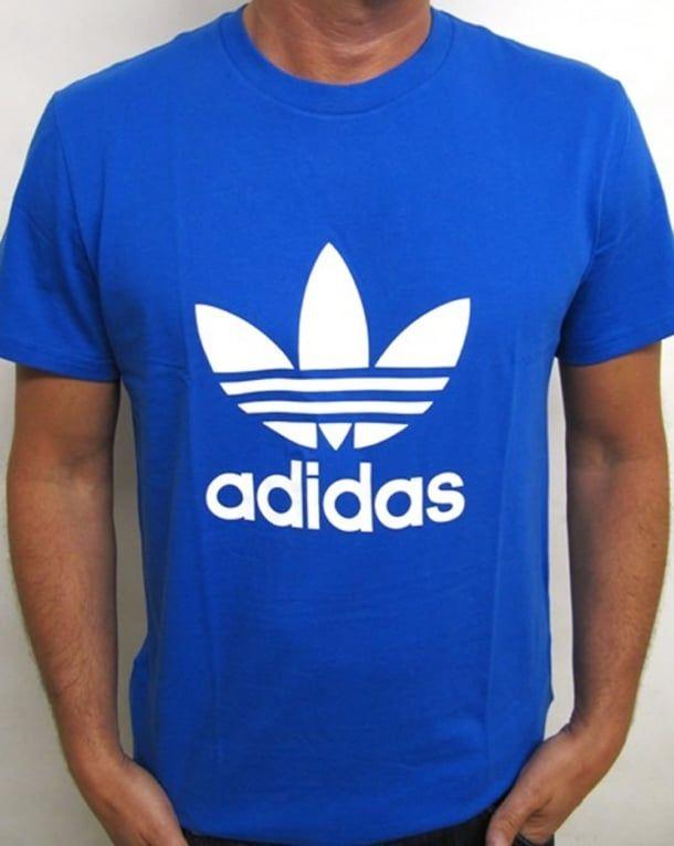 White and Blue T Logo - Adidas Originals Trefoil T-shirt With Large Logo Bluebird Blue ...