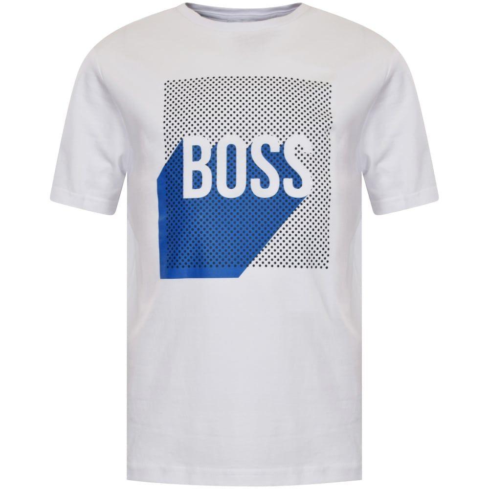 White and Blue T Logo - HUGO BOSS JUNIOR Hugo Boss Junior White/Blue Logo T-Shirt - Junior ...
