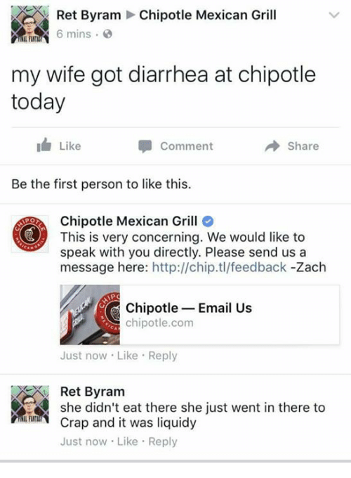 Funny Chipotle Logo - Ret Byram Chipotle Mexican Grill 6 Mins L FLNT My Wife Got Diarrhea ...