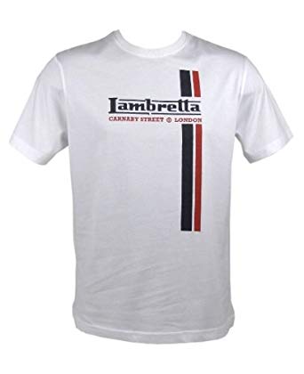 White and Blue T Logo - Lambretta T Shirt Mod Retro White With Red Blue Logo: Amazon.co.uk