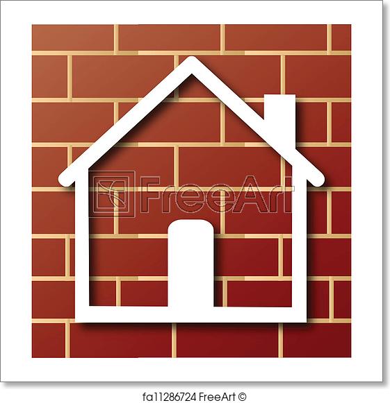 House Wall Logo - Free art print of House icon with brick wall logo. House icon with ...