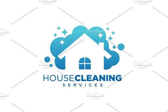 House Wall Logo - House Cleaning Service Business Logo Templates Creative Market
