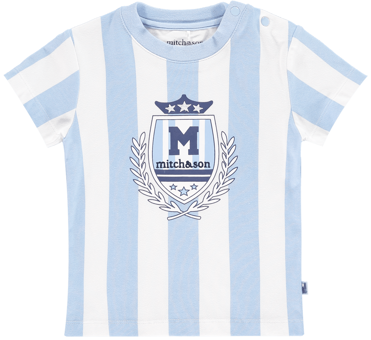 White and Blue T Logo - Mitch & Son - White/Blue T-Shirt - 1105 - Kiddie Boutique By Claire