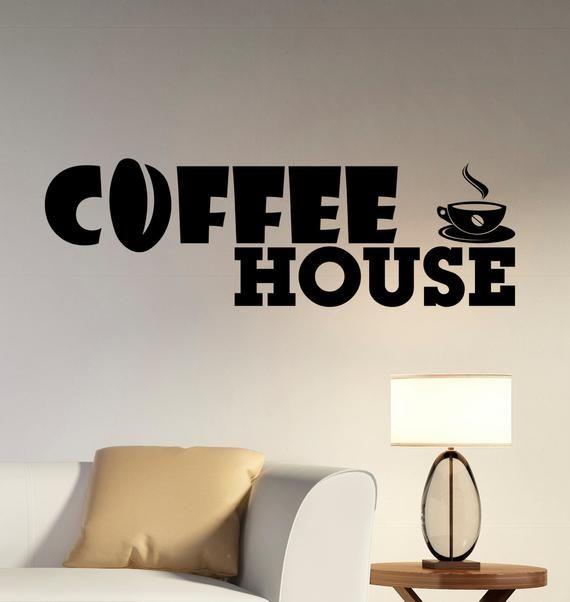 House Wall Logo - Coffee House Logo Wall Sticker Window Decal Modern Vinyl Sign | Etsy