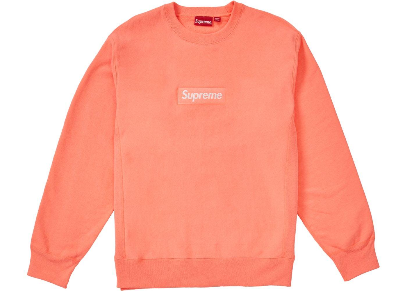 Red and Orange Box Logo - Supreme Box Logo Crewneck (FW18) Fluorescent Pink