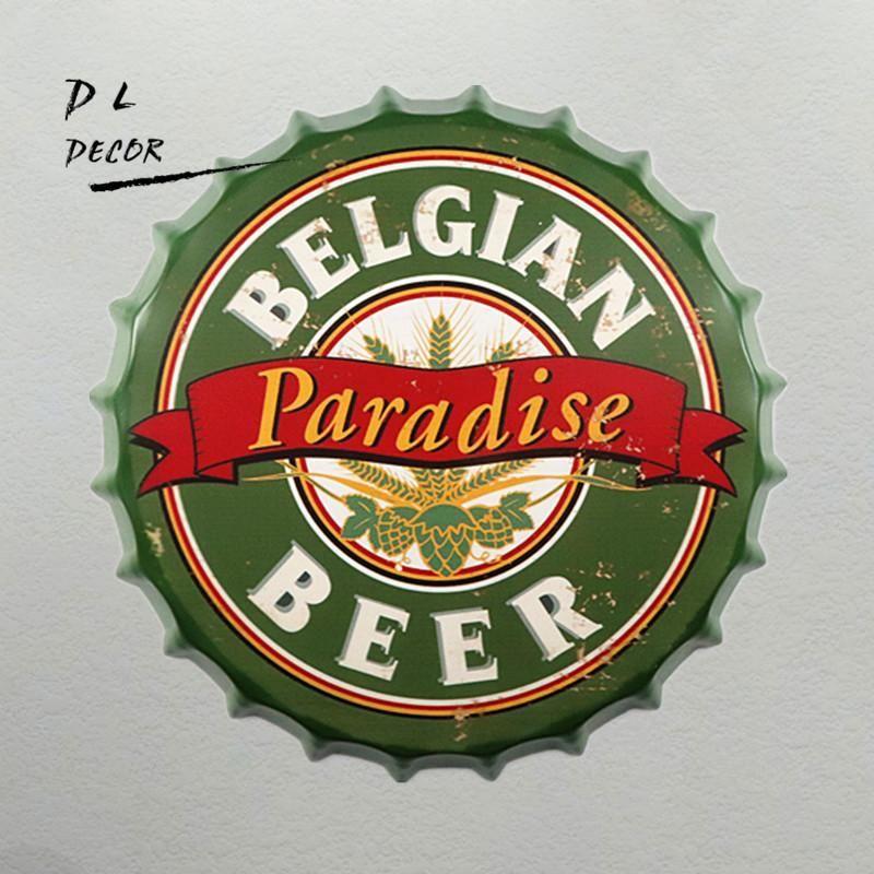Wall Cover Logo - BELGIAN BEER Large Beer Cover Tin Sign Logo Plaque Vintage Metal ...