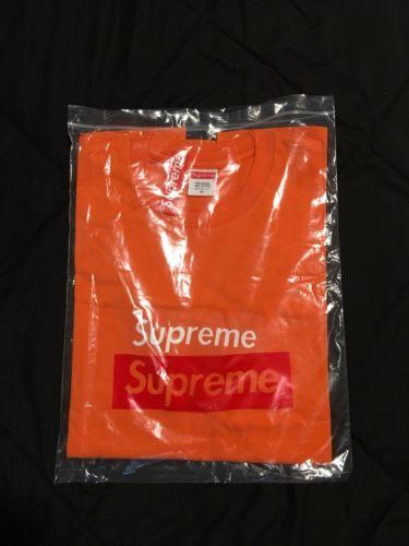 Red and Orange Box Logo - Shoptagr. Supreme Box Logo Orange Tee Medium Unauthentic