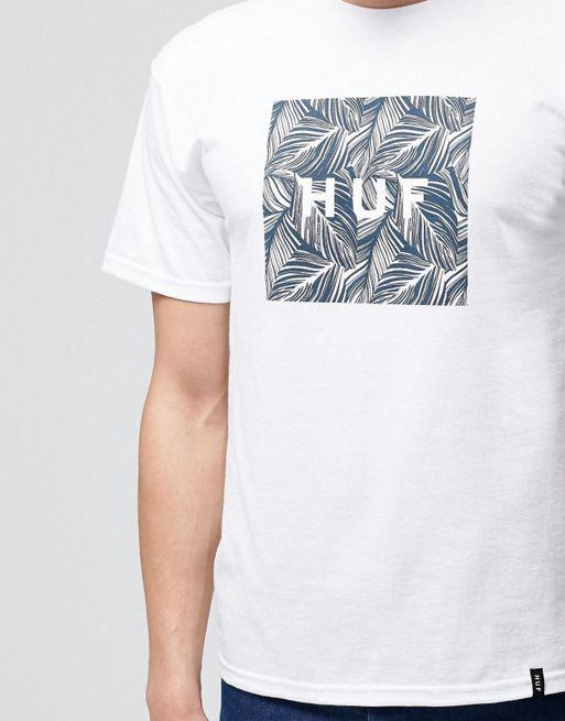 Blue and White Box Logo - Huf t-shirt with tropical box logo white men [pFmQV1GP_780777 ...