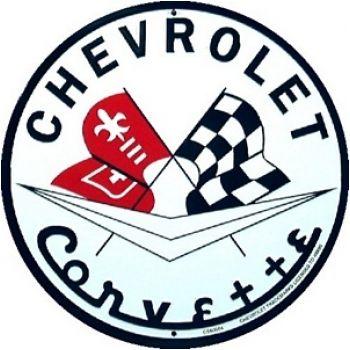 Vintage Corvette Logo - Chevrolet Corvette shield round metal wall sign