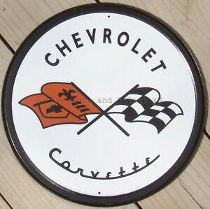 Vintage Corvette Logo - Corvette 1953 ROUND TIN SIGN metal wall decor vintage garage chevy ...