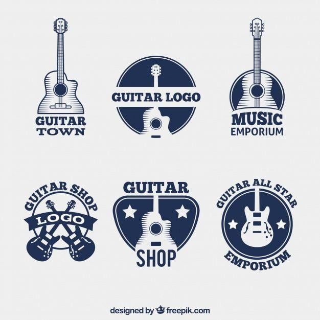 Dark Blue Logo - Pack of dark blue logos with guitars Vector | Free Download
