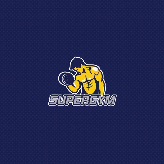 Dark Blue and Yellow Logo - Download Vector - Gym logo on a dark blue background - Vectorpicker