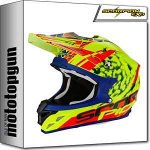 Yellow and Red L Logo - SCORPION HELMET OFF ROAD VX 15 EVO AIR KITSUNE NEON YELLOW RED L