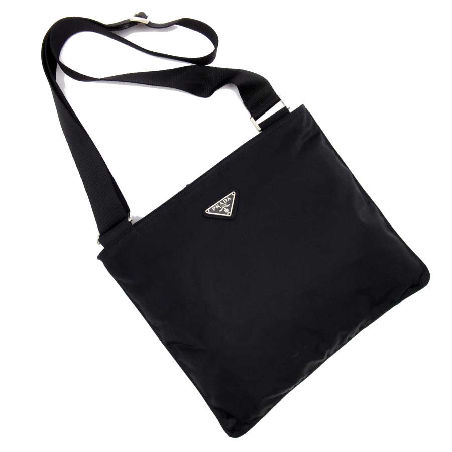 Prada Triangle Logo - BrandValue: Take Prada PRADA slant; shoulder bag triangle logo NERO