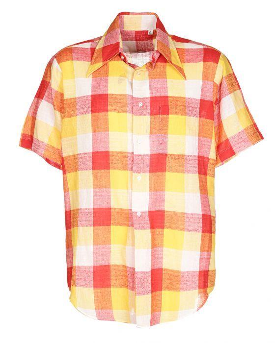 Yellow and Red L Logo - 70s Red & Yellow Checked Shirt - L Red £20.0000 | Rokit Vintage Clothing