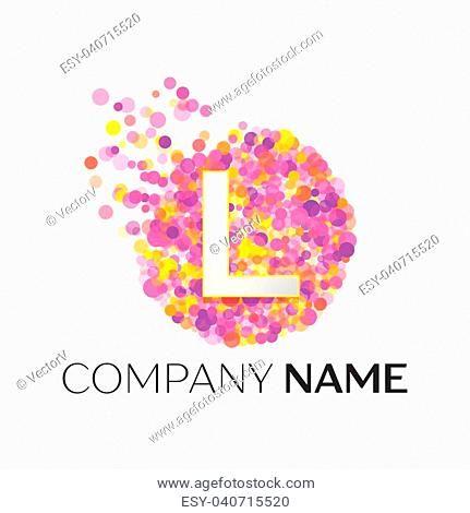 Yellow and Red L Logo - Alphabet particles logotype vector design Stock Photos and Images ...