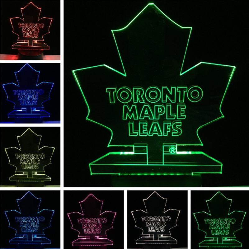 Blue and Yellow Green Leafs Logo - Toronto Maple Leafs Logo LED Lamp Light