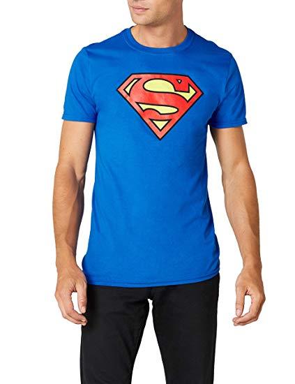 Dark Superman Logo - Amazon.com: Superman Glow-in-the-Dark Logo Blue T-shirt Tee: Clothing