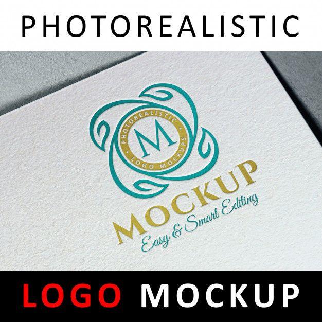 White Colored Logo - Logo Mock up - Letterpress colored logo printed on white paper PSD ...