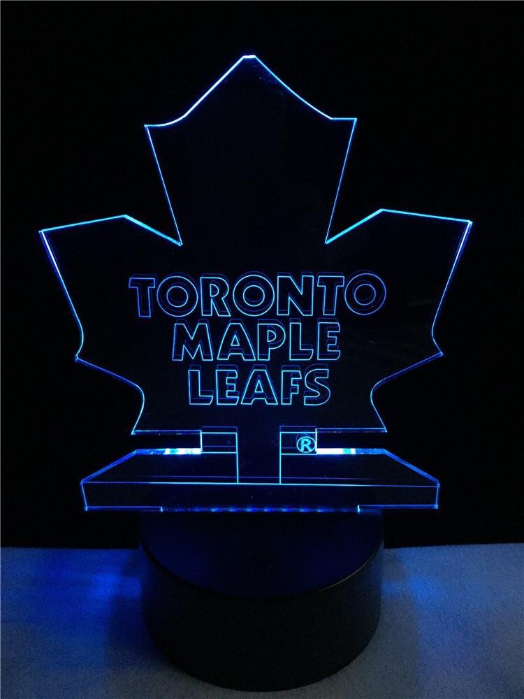 Blue and Yellow Green Leafs Logo - Toronto Maple Leafs Logo LED Lamp Light