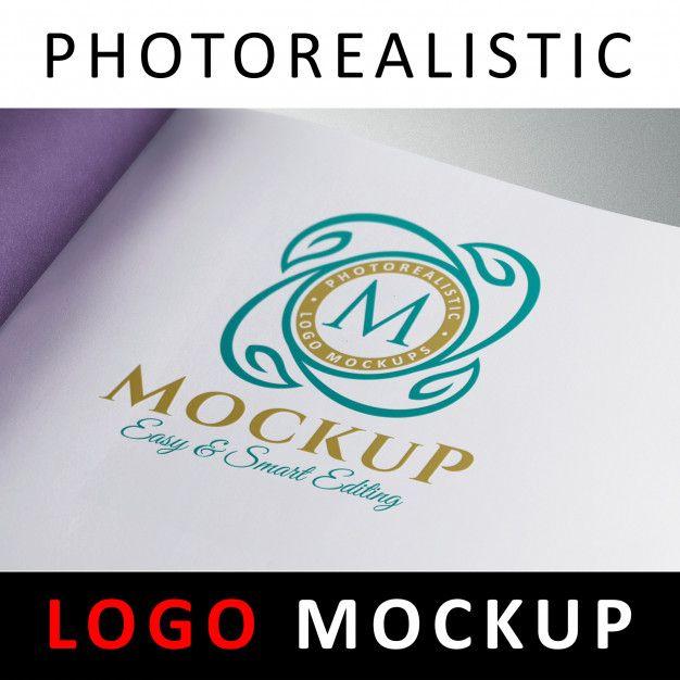 White Colored Logo - Logo Mock up logo on white page PSD file