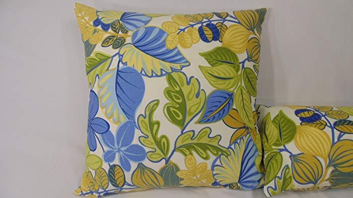 Blue and Yellow Green Leafs Logo - Blue, yellow and Green Leafs -Decorative Throw Pillow