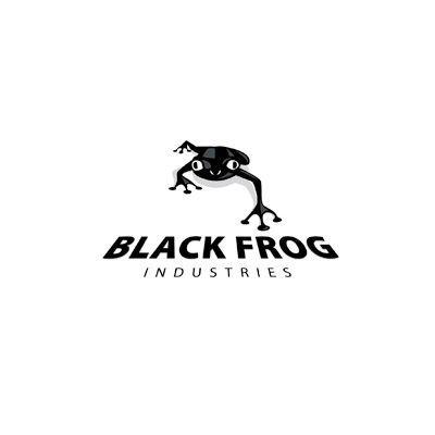 White and Black Frog Logo - Black Frog Industries | Logo Design Gallery Inspiration | LogoMix