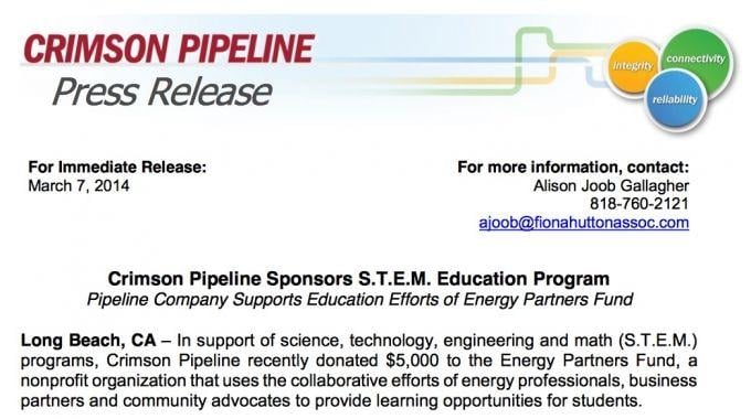 Crimson Pipeline Logo - Crimson Pipeline Sponsors S.T.E.M. Education | EnergyPartners Fund