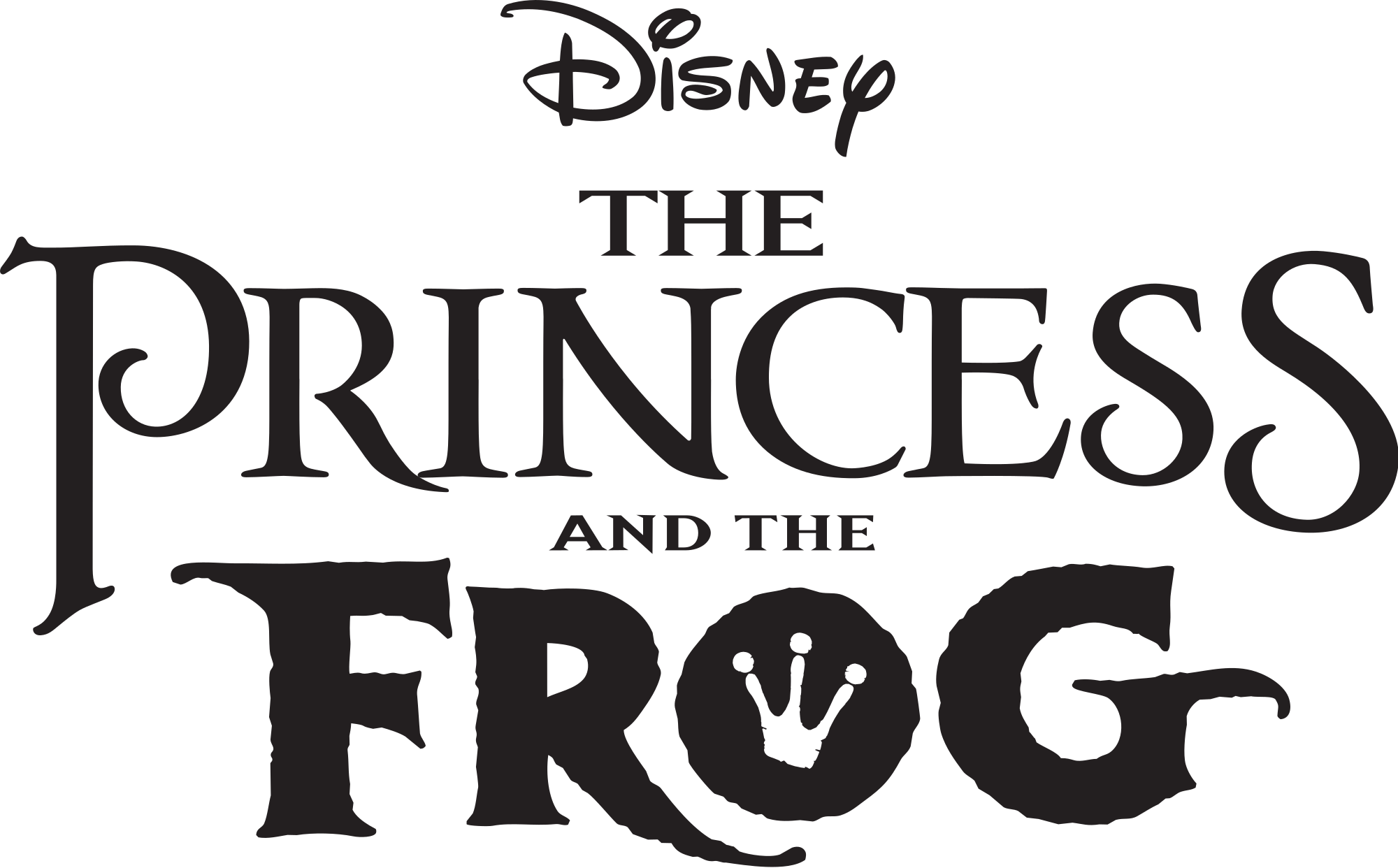 White and Black Frog Logo - The Princess and the Frog Logo Black.svg
