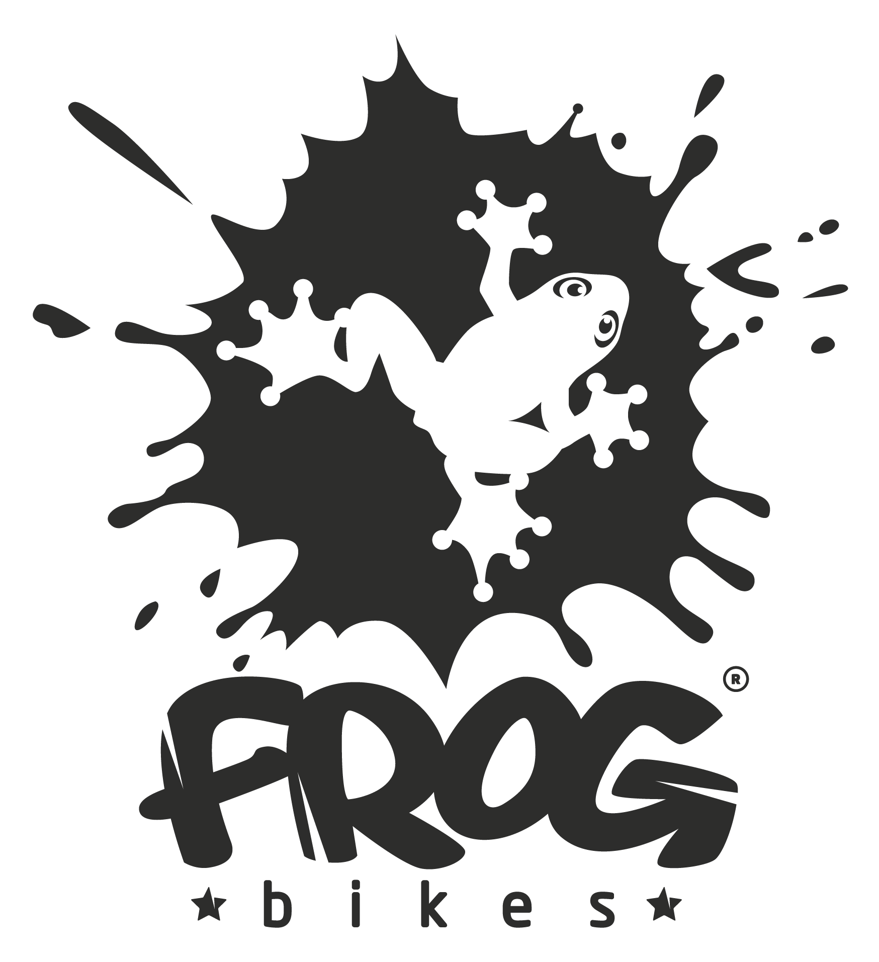White and Black Frog Logo - Frog Bike Logos - Frog Bikes
