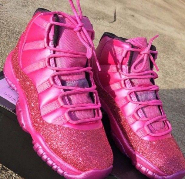 Hot Pink Jordan Logo - shoes, jordans, pink, custome shoes, jordans, cute, hot