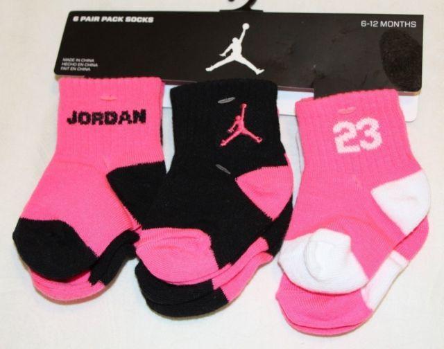 Hot Pink Jordan Logo - Nike Baby Air Jordan Jumpman23 Logo Infant 6 Pairs Ankle Socks 12 24