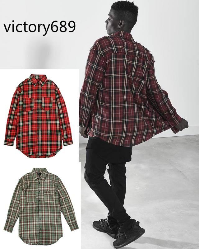 Flannel Fear of God Logo - 2019 Wholesale Victory689 FEAR OF GOD Red Green Flannel Scotland ...