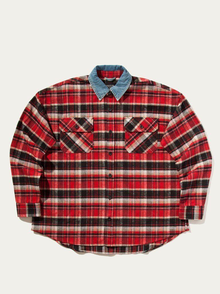 Flannel Fear of God Logo - Buy Fear of God Denim Collared Flannel Online at UNION LOS ANGELES