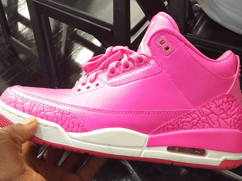 Hot Pink Jordan Logo - Mandy White Pink Air Jordan 3 Bar Detroit