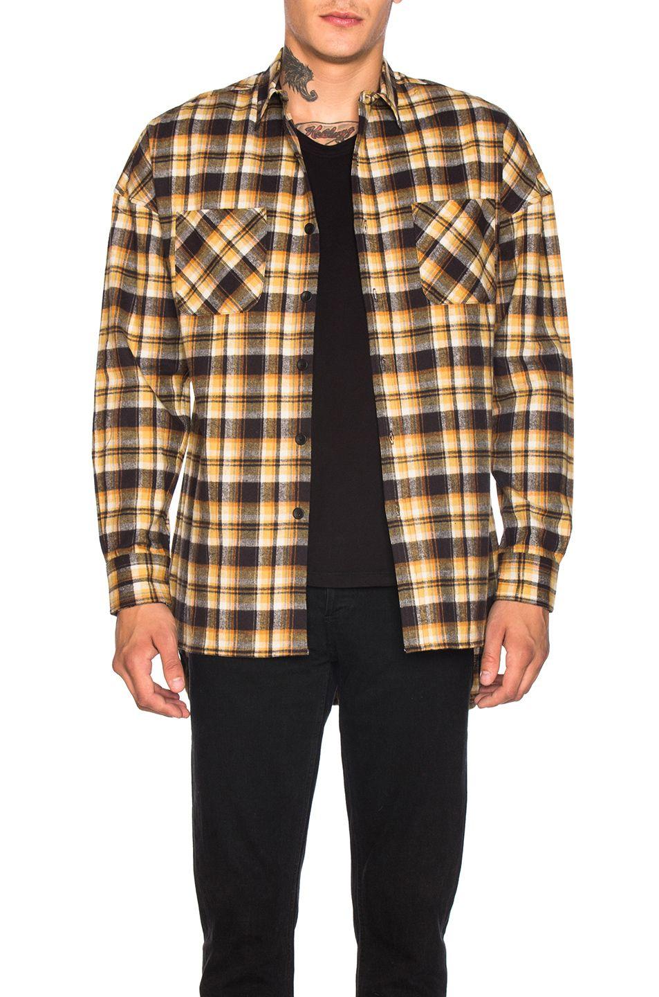 Flannel Fear of God Logo - Fear of God Flannel Shirt in Brown Plaid | FWRD