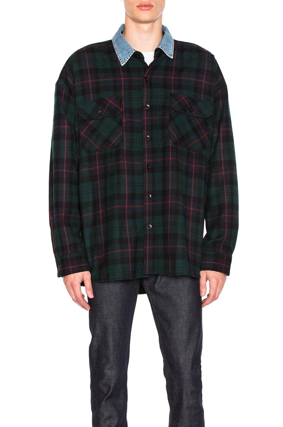 Flannel Fear of God Logo - Buy Original Fear of God Denim Collared Oversized Flannel at ...