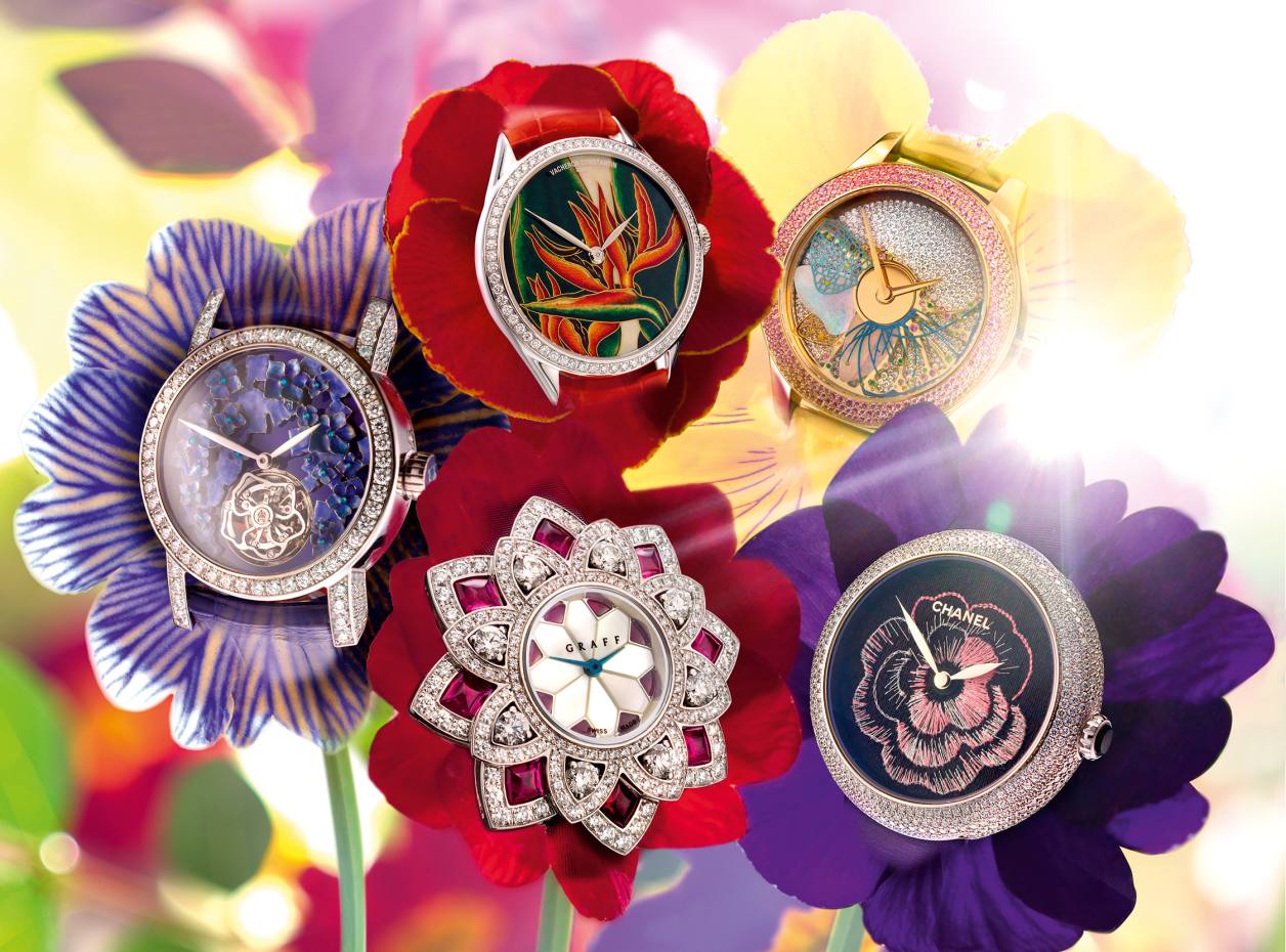 Red White Gold Yellow Flower Logo - Fantastical floral watches | How To Spend It