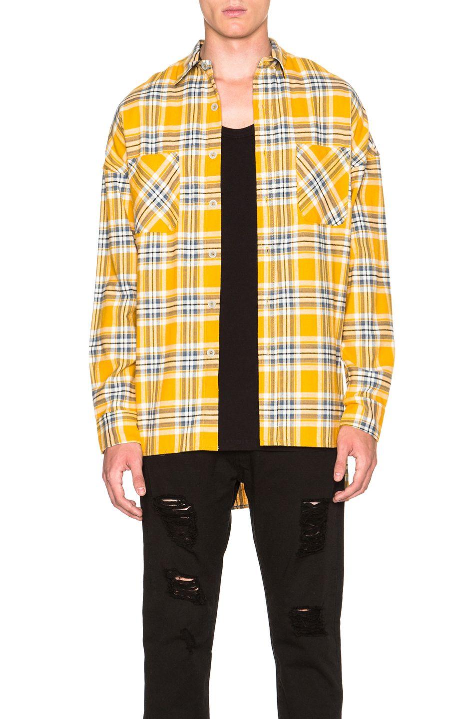 Flannel Fear of God Logo - Fear of God Flannel Shirt in Yellow Plaid | FWRD