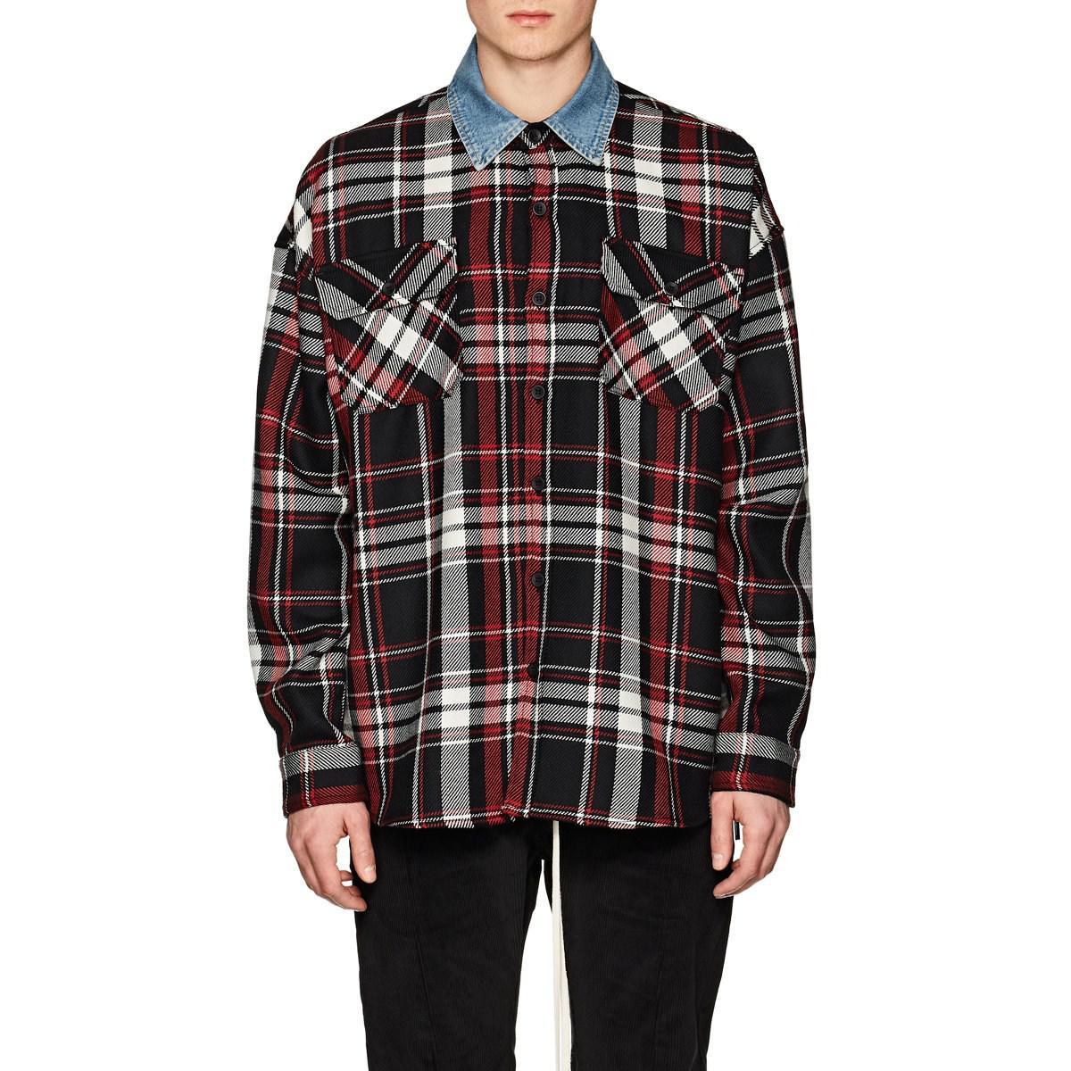 Flannel Fear of God Logo - Lyst - Fear Of God Denim-collar Plaid Wool Flannel Shirt in Red for Men