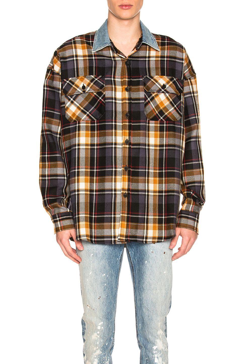 Flannel Fear of God Logo - FEAR OF GOD Denim Collared Oversized Flannel. #fearofgod #cloth ...