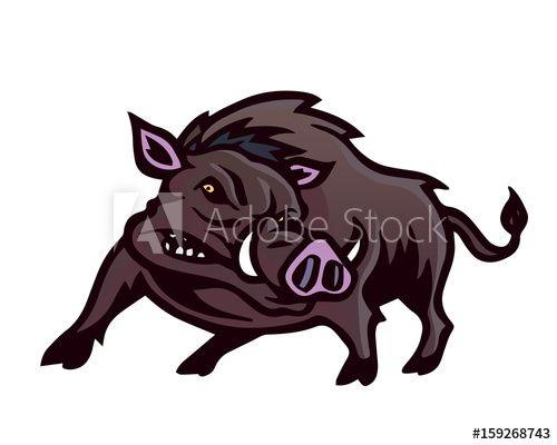 Angry Animal Logo - Vintage Aggressive Angry Animal In Action Illustration Logo - Hog ...