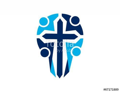 At Cross Logo - religious team cross logo,people abstract symbol icon