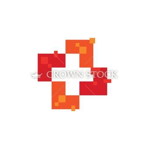 Abstract Cross Logo - Isolated Abstract Red Color Cross Logo. Medical Logotype. Hospital