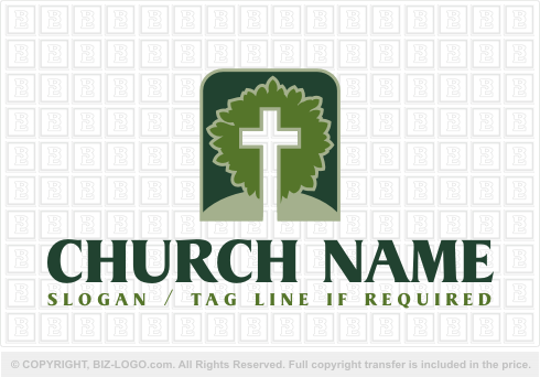 Abstract Cross Logo - Pre Designed Logo 2501: Abstract Tree And Cross Logo. Church Ideas