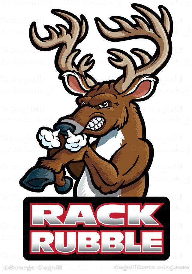 Angry Animal Logo - Angry Deer Cartoon Logo - Rack Rubble - Coghill Cartooning ...