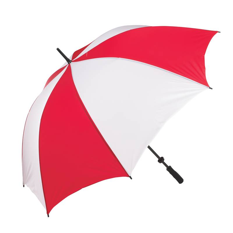 White and Red Umbrella Logo - All Weather 60 Golf Polyester Auto Open Umbrella Red White