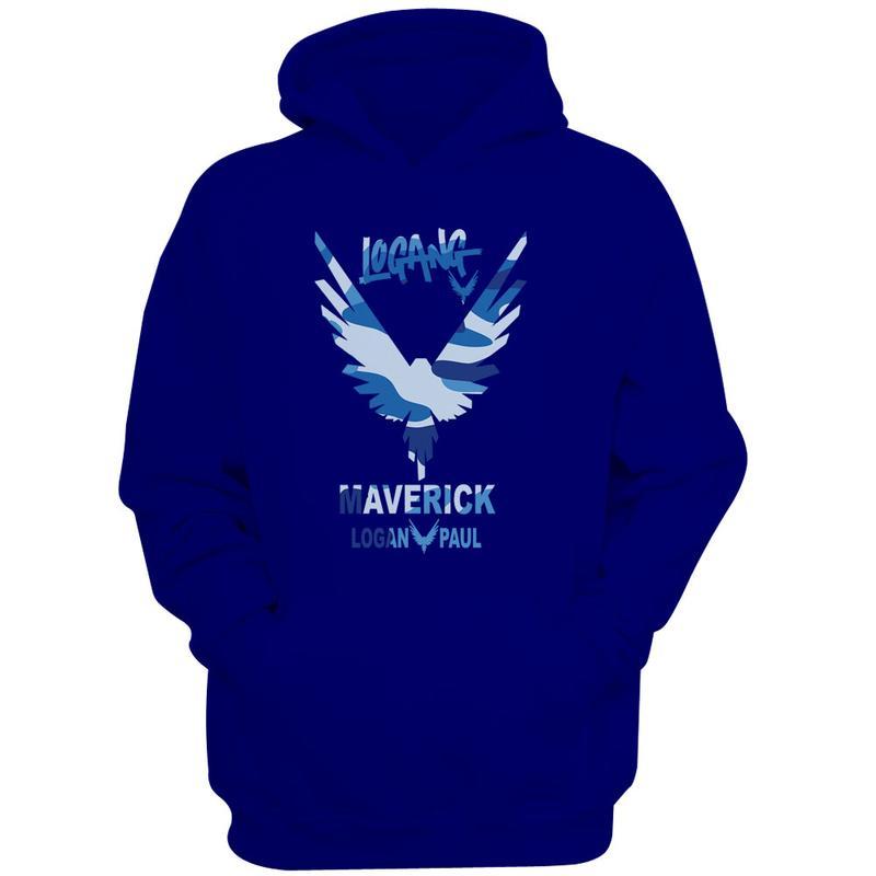 Logsn Paul Logang Logo - Logan Paul Maverick Logang Logo Bird Blue Camo Men'S Hoodie