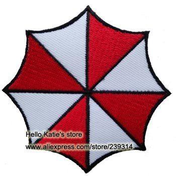 White and Red Umbrella Logo - Resident Evil Umbrella Corporation Logo Iron On Patch of Sticker ...